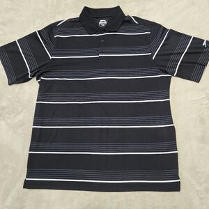 Slazenger Black and White Striped Polo Shirt Mens Sz Large Golf Golfing
